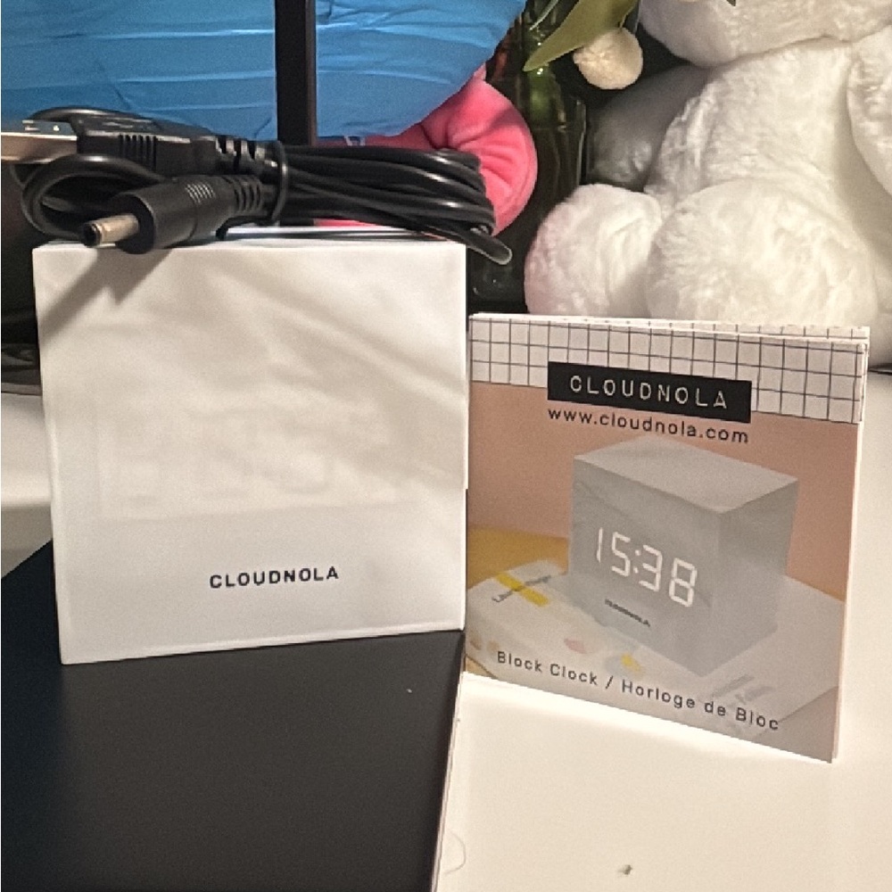 Cloudnola White Block Clock
